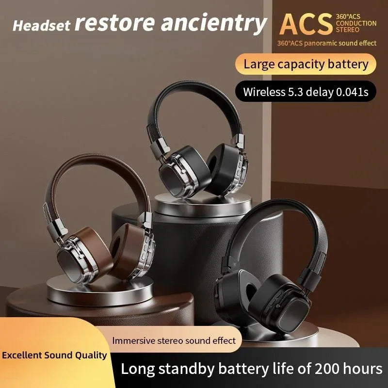 Retro Vintage Over Ear Headsets Wireless Headphones Gaming